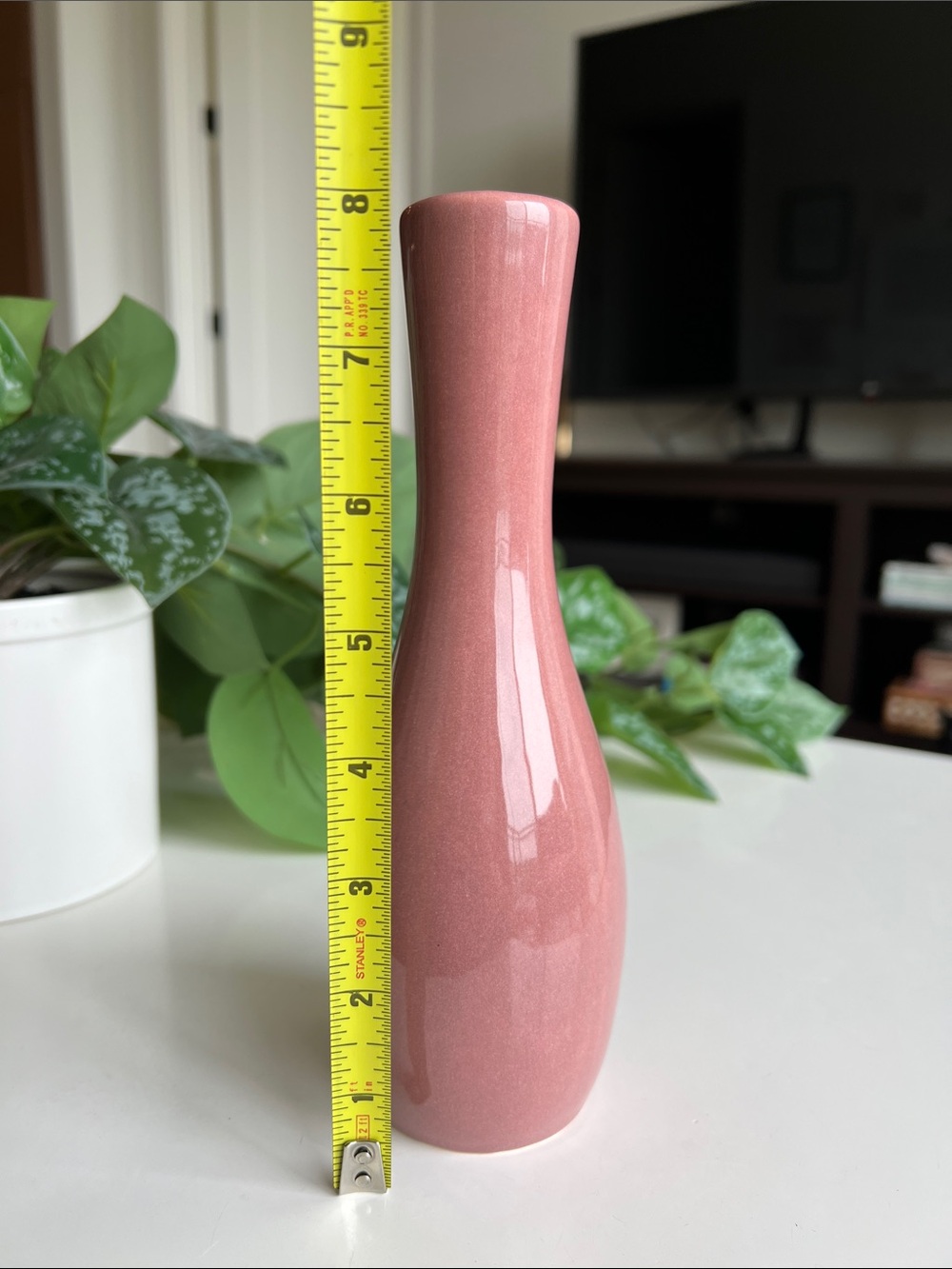 Vintage Mauve Pink Ceramic Vase Decor - Picture 10 of 12